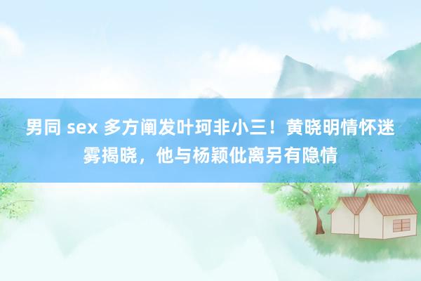 男同 sex 多方阐发叶珂非小三！黄晓明情怀迷雾揭晓，他与杨颖仳离另有隐情