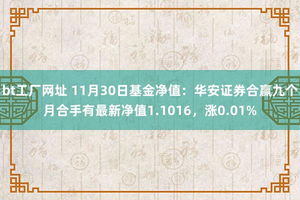 bt工厂网址 11月30日基金净值：华安证券合赢九个月合手有最新净值1.1016，涨0.01%