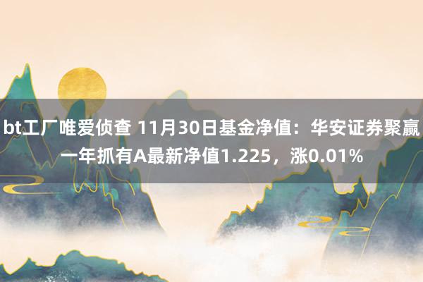 bt工厂唯爱侦查 11月30日基金净值：华安证券聚赢一年抓有A最新净值1.225，涨0.01%