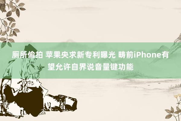 厕所偷拍 苹果央求新专利曝光 畴前iPhone有望允许自界说音量键功能