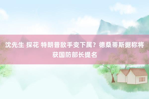 沈先生 探花 特朗普敌手变下属？德桑蒂斯据称将获国防部长提名