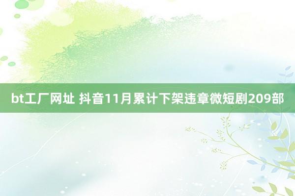 bt工厂网址 抖音11月累计下架违章微短剧209部