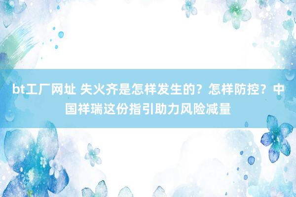 bt工厂网址 失火齐是怎样发生的？怎样防控？中国祥瑞这份指引助力风险减量