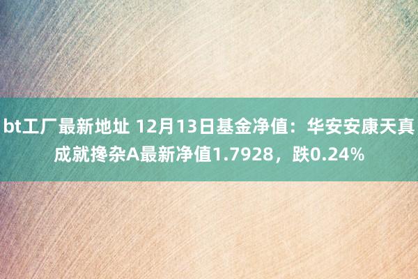 bt工厂最新地址 12月13日基金净值：华安安康天真成就搀杂A最新净值1.7928，跌0.24%