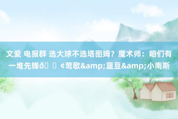 文爱 电报群 选大球不选塔图姆？魔术师：咱们有一堆先锋😢莺歌&蓝豆&小南斯