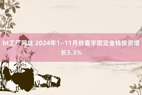 bt工厂网址 2024年1—11月份寰宇固定金钱投资增长3.3%