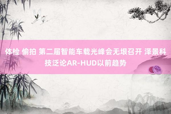 体检 偷拍 第二届智能车载光峰会无垠召开 泽景科技泛论AR-HUD以前趋势