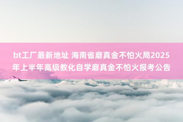 bt工厂最新地址 海南省磨真金不怕火局2025年上半年高级教化自学磨真金不怕火报考公告