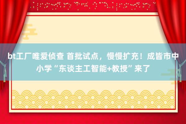 bt工厂唯爱侦查 首批试点，慢慢扩充！成皆市中小学“东谈主工智能+教授”来了