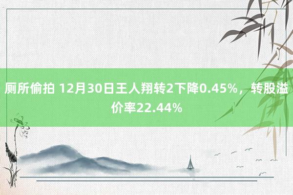 厕所偷拍 12月30日王人翔转2下降0.45%，转股溢价率22.44%