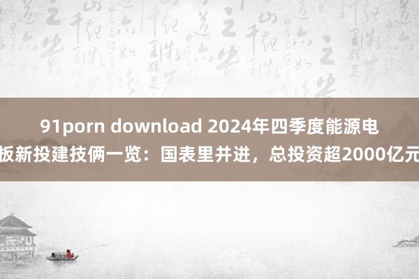 91porn download 2024年四季度能源电板新投建技俩一览：国表里并进，总投资超2000亿元