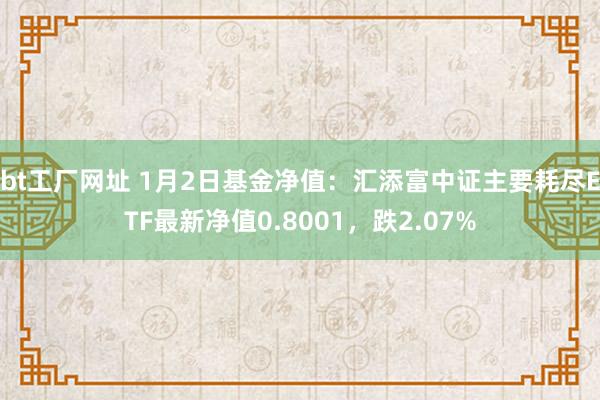 bt工厂网址 1月2日基金净值：汇添富中证主要耗尽ETF最新净值0.8001，跌2.07%