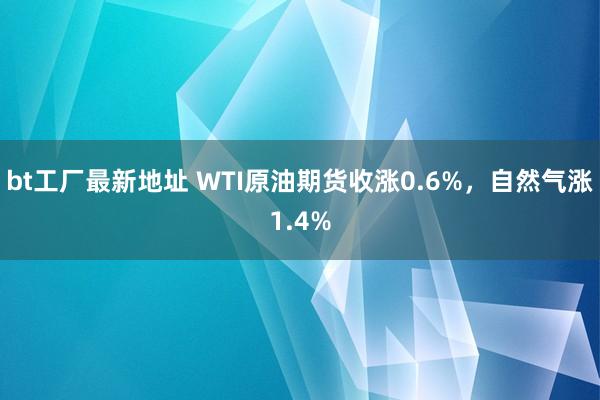 bt工厂最新地址 WTI原油期货收涨0.6%，自然气涨1.4%