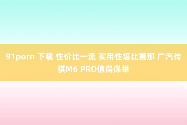 91porn 下载 性价比一流 实用性堪比赛那 广汽传祺M6 PRO值得保举