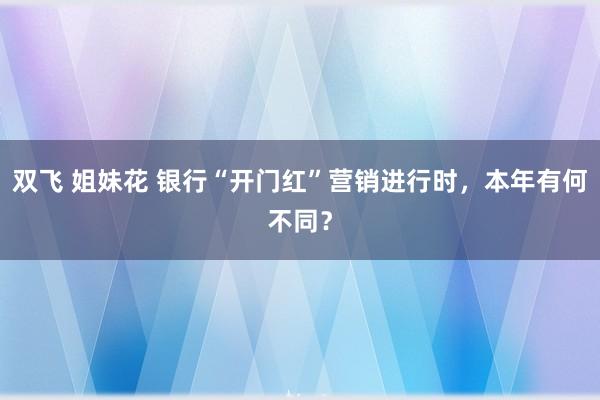 双飞 姐妹花 银行“开门红”营销进行时，本年有何不同？