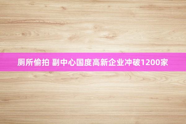 厕所偷拍 副中心国度高新企业冲破1200家