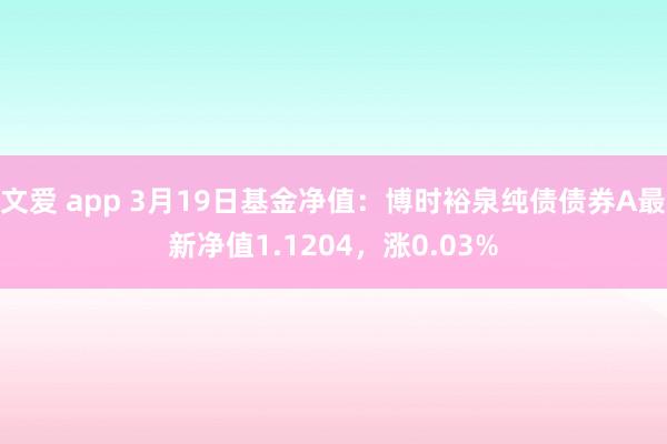 文爱 app 3月19日基金净值：博时裕泉纯债债券A最新净值1.1204，涨0.03%