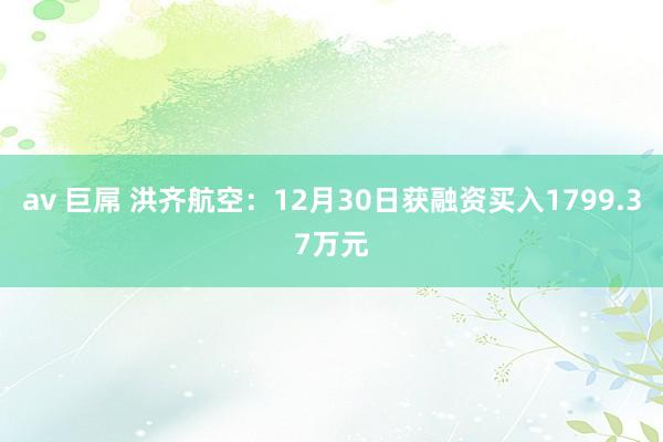 av 巨屌 洪齐航空：12月30日获融资买入1799.37万元