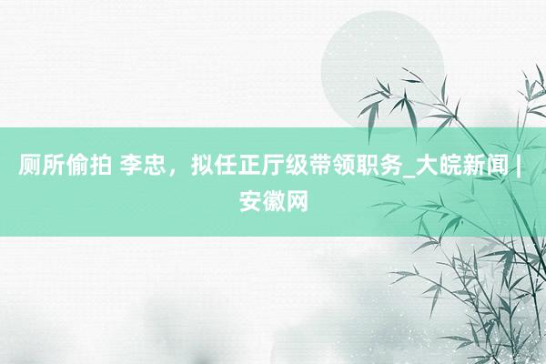 厕所偷拍 李忠，拟任正厅级带领职务_大皖新闻 | 安徽网