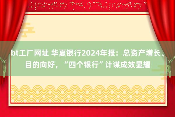 bt工厂网址 华夏银行2024年报：总资产增长、目的向好，“四个银行”计谋成效显耀
