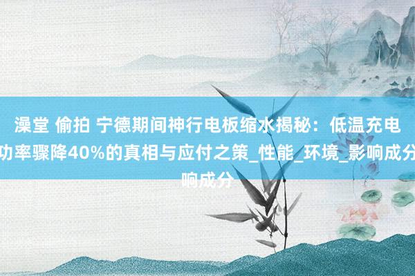 澡堂 偷拍 宁德期间神行电板缩水揭秘：低温充电功率骤降40%的真相与应付之策_性能_环境_影响成分