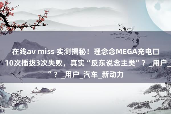 在线av miss 实测揭秘！理念念MEGA充电口想象遭吐槽：10次插拔3次失败，真实“反东说念主类”？_用户_汽车_新动力