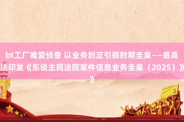 bt工厂唯爱侦查 以业务划定引颈时期圭臬——最高法印发《东谈主民法院案件信息业务圭臬（2025）》