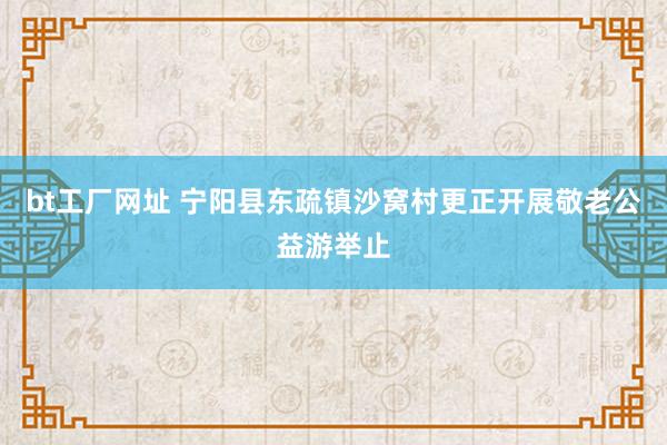 bt工厂网址 宁阳县东疏镇沙窝村更正开展敬老公益游举止