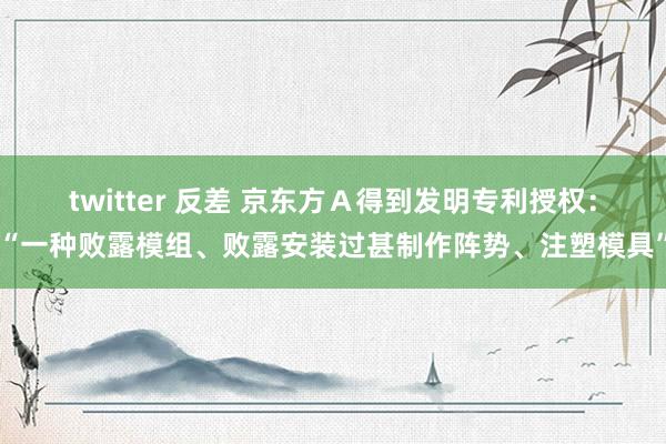 twitter 反差 京东方Ａ得到发明专利授权：“一种败露模组、败露安装过甚制作阵势、注塑模具”