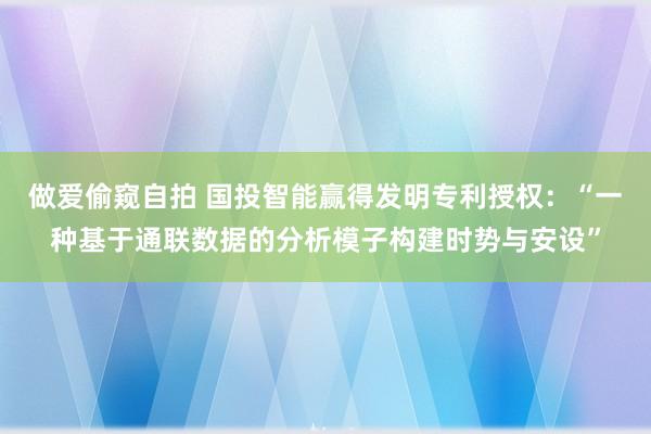 做爱偷窥自拍 国投智能赢得发明专利授权：“一种基于通联数据的分析模子构建时势与安设”