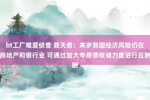 bt工厂唯爱侦查 聂天奇：来岁我国经济风险仍在房地产和银行业 可通过加大专用债收储力度进行应酬