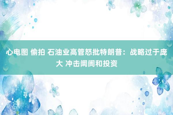 心电图 偷拍 石油业高管怒批特朗普：战略过于庞大 冲击阛阓和投资