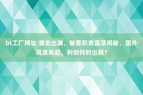 bt工厂网址 潜龙出渊，秘要职责震荡揭秘，国外风浪再起，利剑何时出鞘？